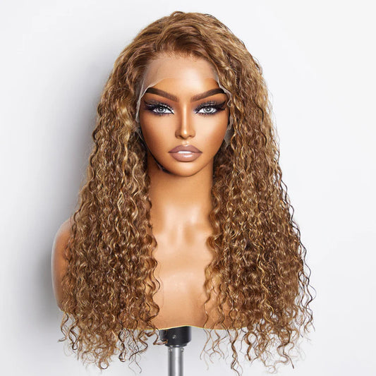 22-24 Inch Pre-Plucked 13"x4" Lace Front Water Wavy Wig Free Part 150% Density-100% Human Hair