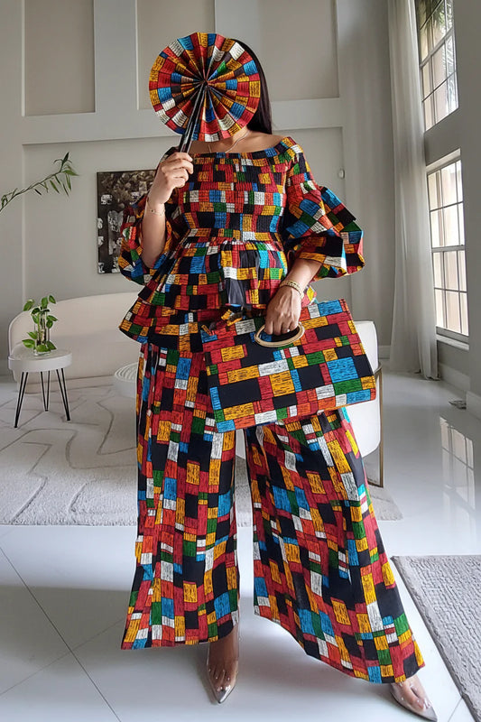 5-Piece African Ankara Pant Set Mosaic - 019-PS14G