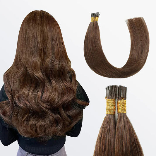 I Tip Hair Extensions Natural Remy Human Hair (#4 Chocolate Brown)