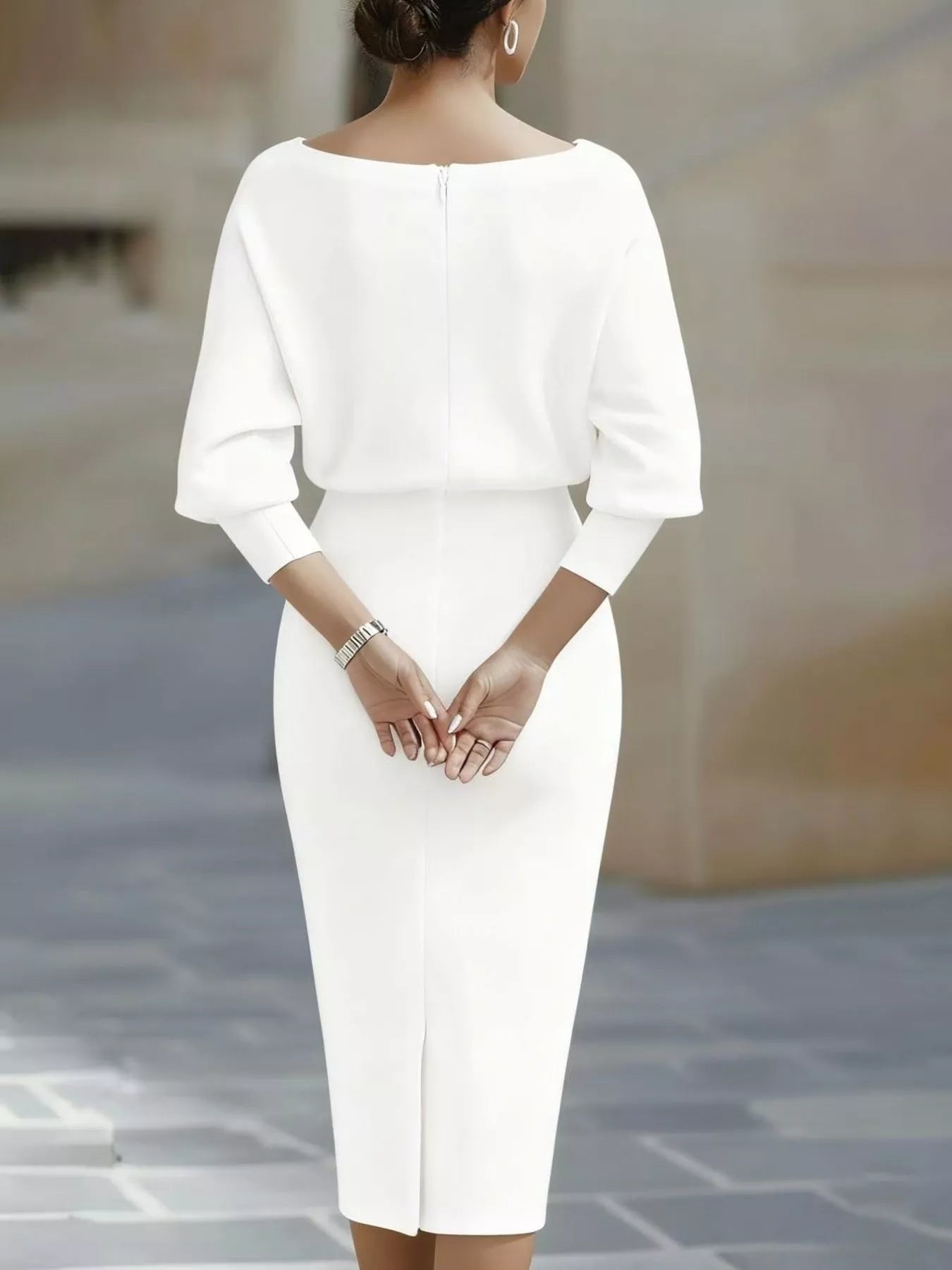 cowl neck bodycon midi dress Sybil Cowl Neck Mesh Bodycon Dress 4X: 26-28 / White at Rebdolls