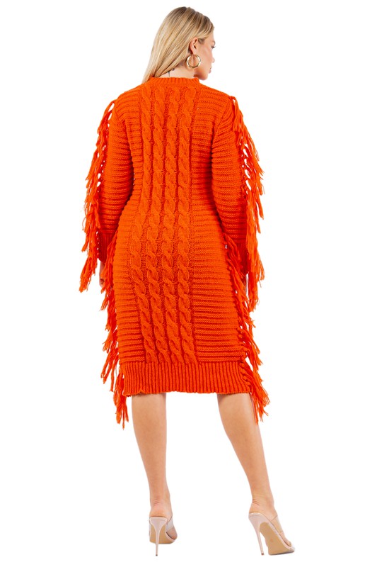 Orange FASHION SWEATER DRESS