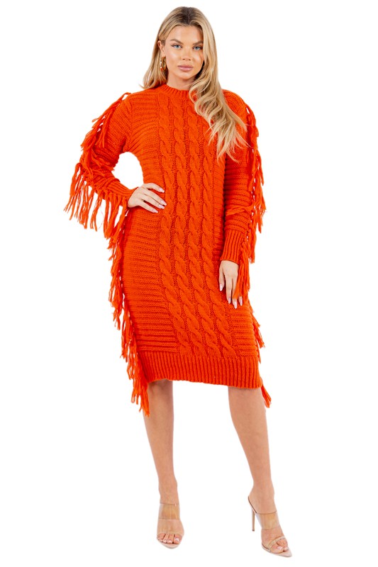 Orange FASHION SWEATER DRESS