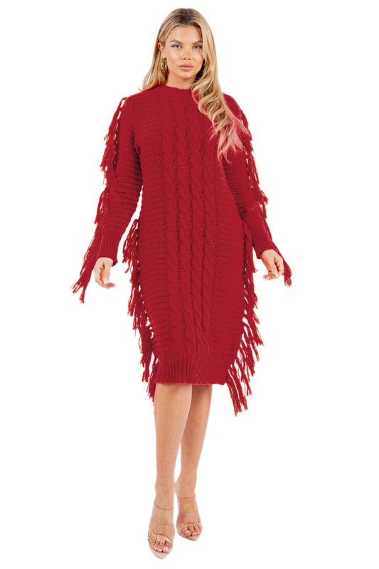 Red FASHION SWEATER DRESS