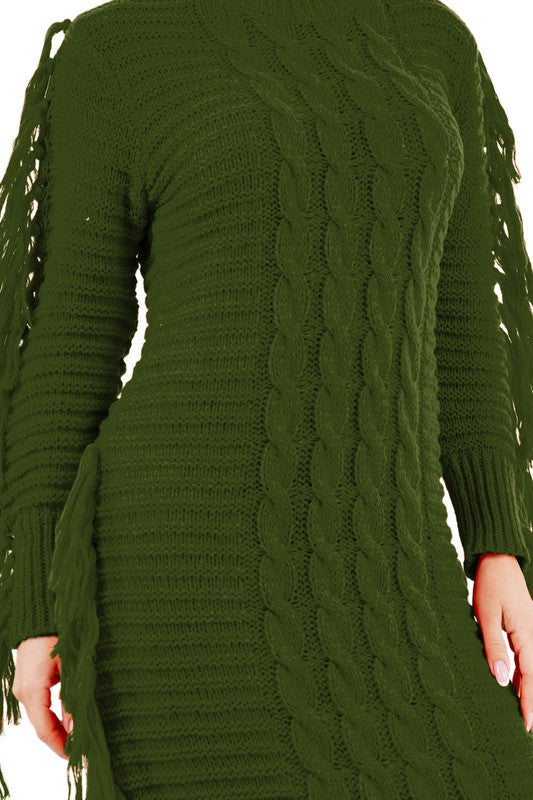 Green FASHION SWEATER DRESS