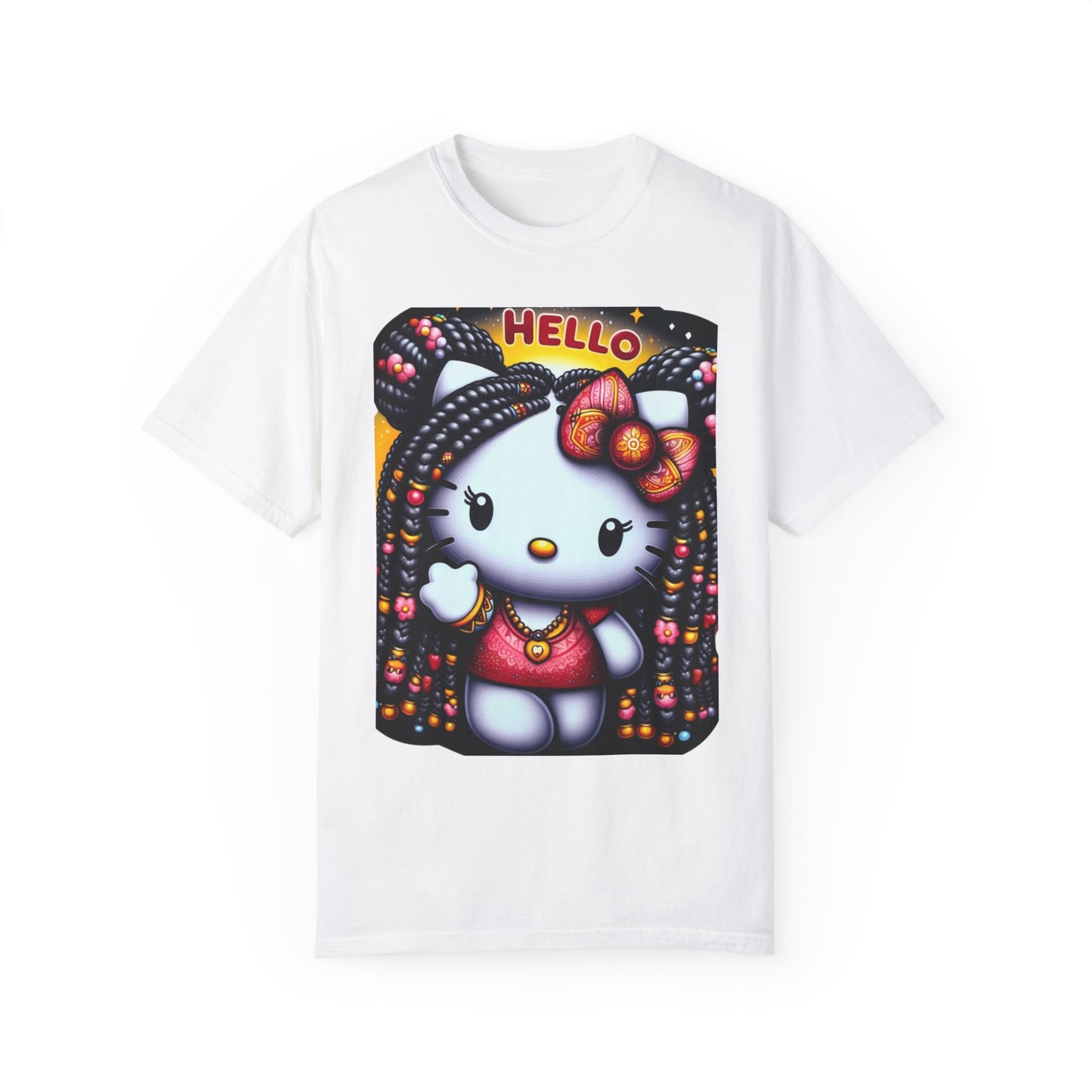 Hello Kitty with Braids Unisex Garment-Dyed T-shirt