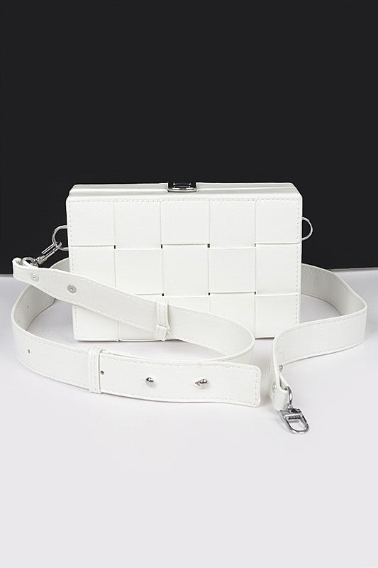 Weaved Textured Box Crossbody Bag