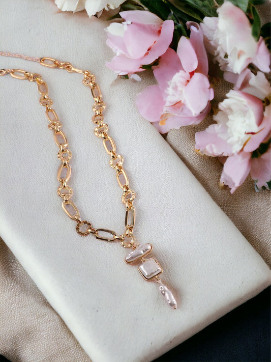 5-Piece Wholesale Freshwater Pearl Chunky Chain Necklace