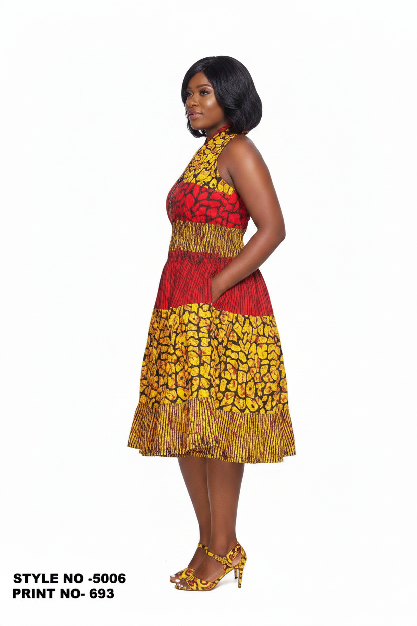 Woman's Mid-Length Smock Dress Print 693/5006