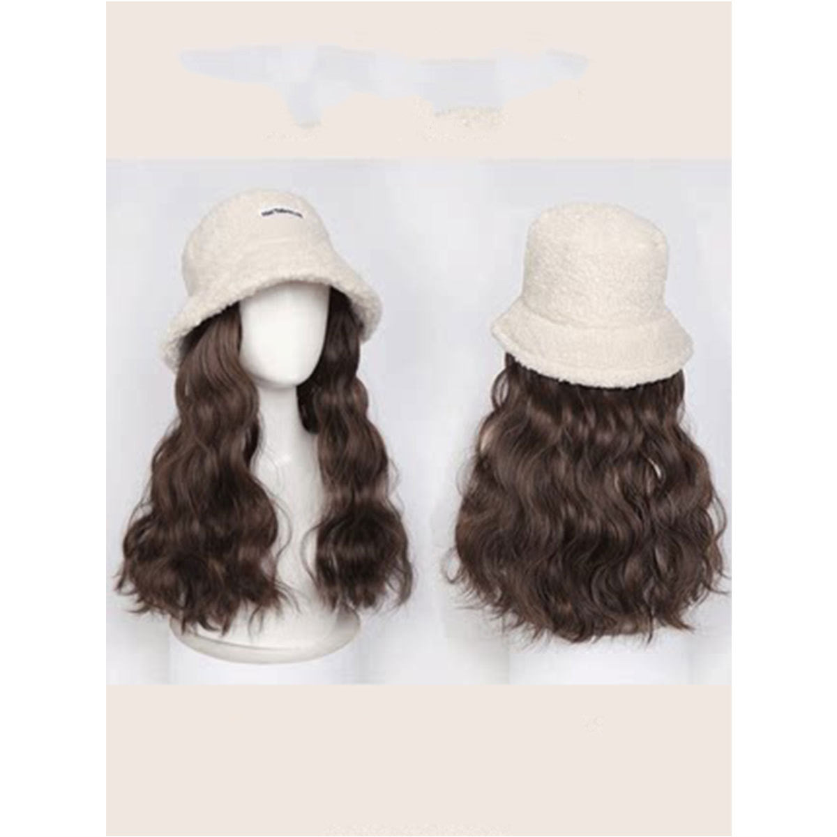 Lamb Plush Hat with long length wig attached