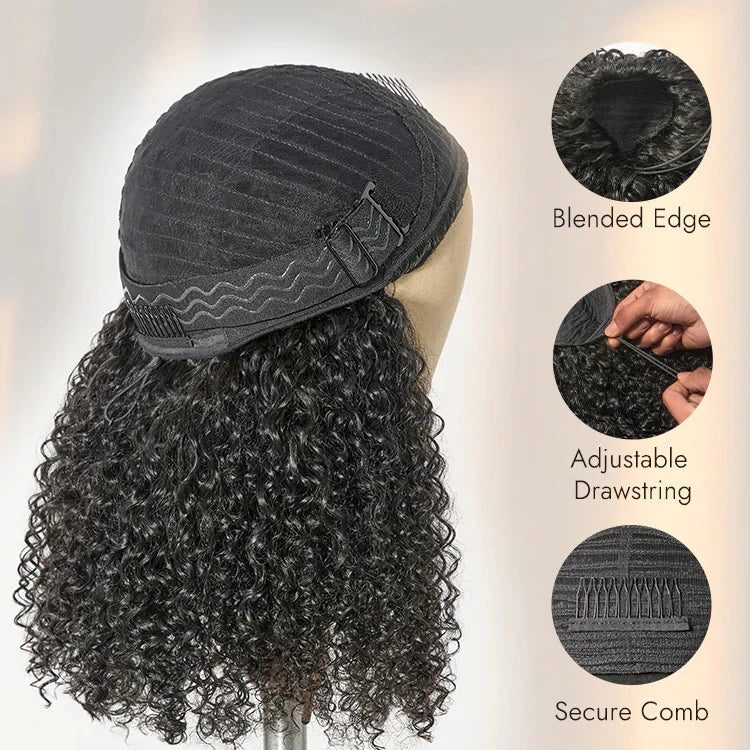 Wear and Go 180% Density Half Wig Messy Curly Human Hair