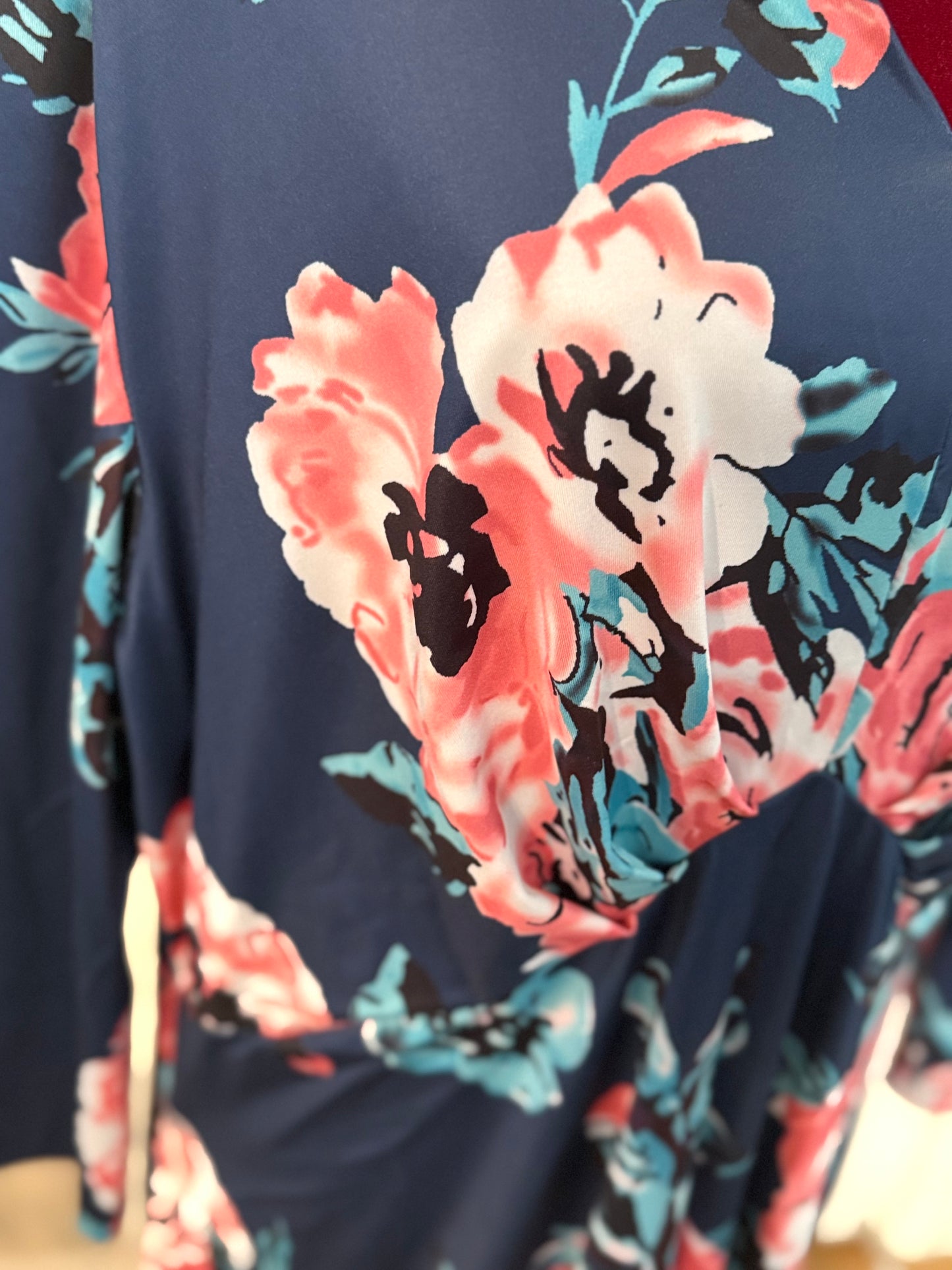 Casual Midi Floral Print Dress, 3XL