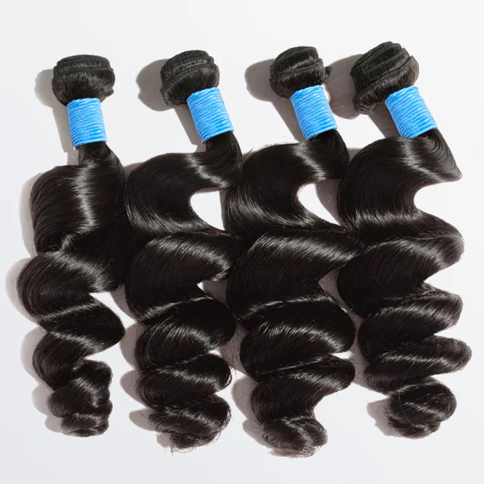 10-30 Inch Loose Wavy Virgin Brazilian Hair #1B Natural Black - Human Hair Bundle