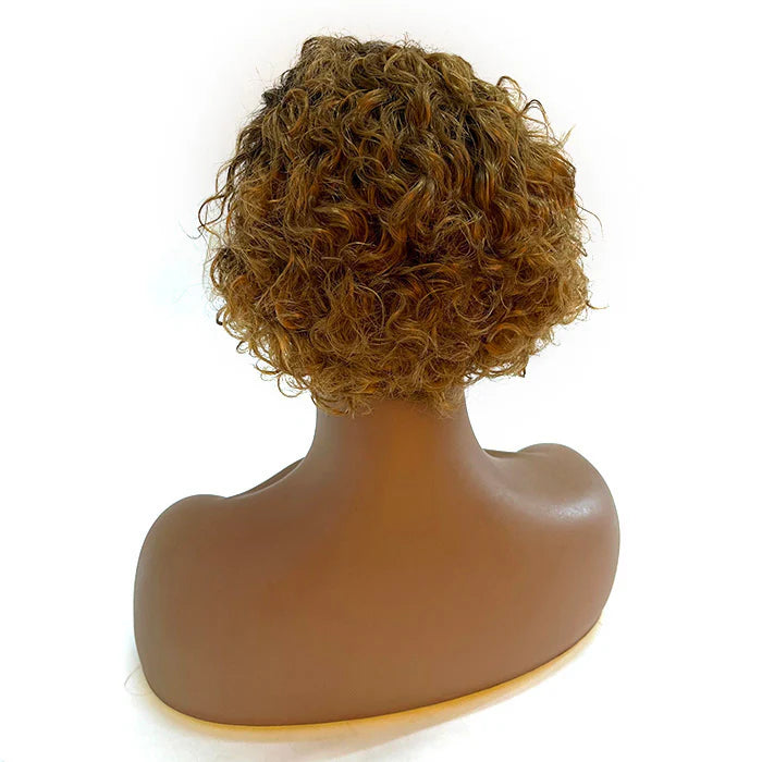 6 Inches 13x2 Ombre Blonde Slicked Back Hair Style Pixie Curly Wig
