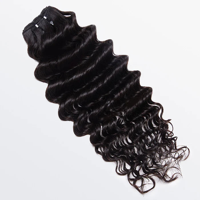 18-30 Inches Raw Vietnam Hair Bundles Deep Wavy #1B Natural Black