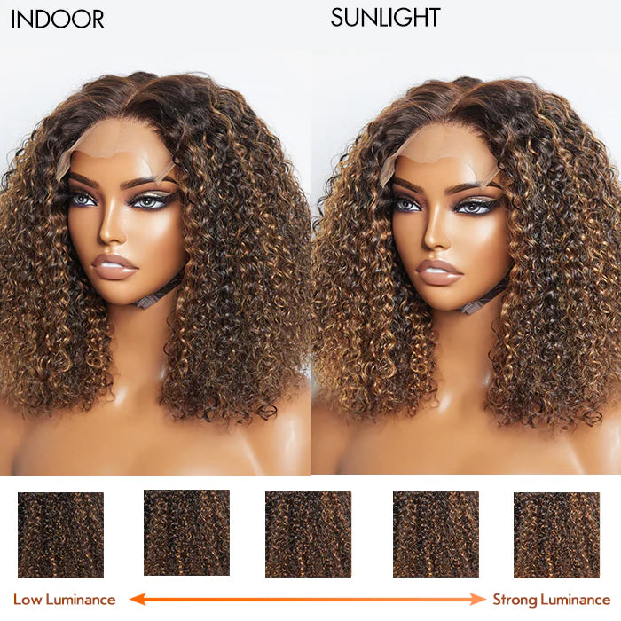 14 inch 5"x5" Closure Lace Wig Kinky Curly Brazilian Human Virgin Hair 150% Density - Gluless