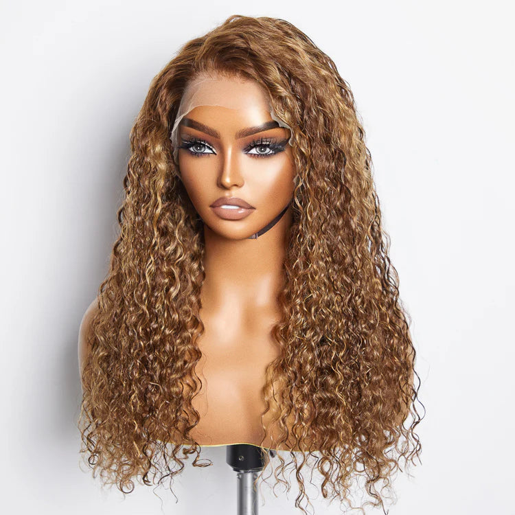 22-24 Inch Pre-Plucked 13"x4" Lace Front Water Wavy Wig Free Part 150% Density-100% Human Hair