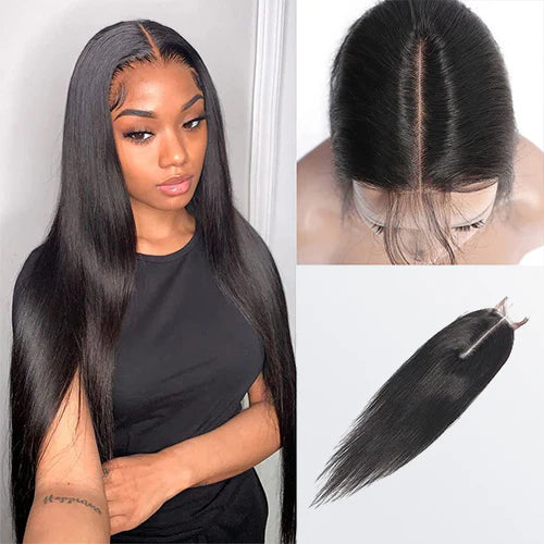 12-20 Inches 2" x 6" Upgrade Straight Transparent Lace Closure #1B Natural Black