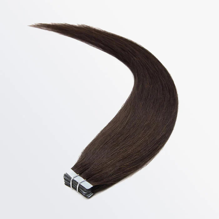 Premium Quality Straight Tape In Remy Hair Extensions #2 Darkest Brown