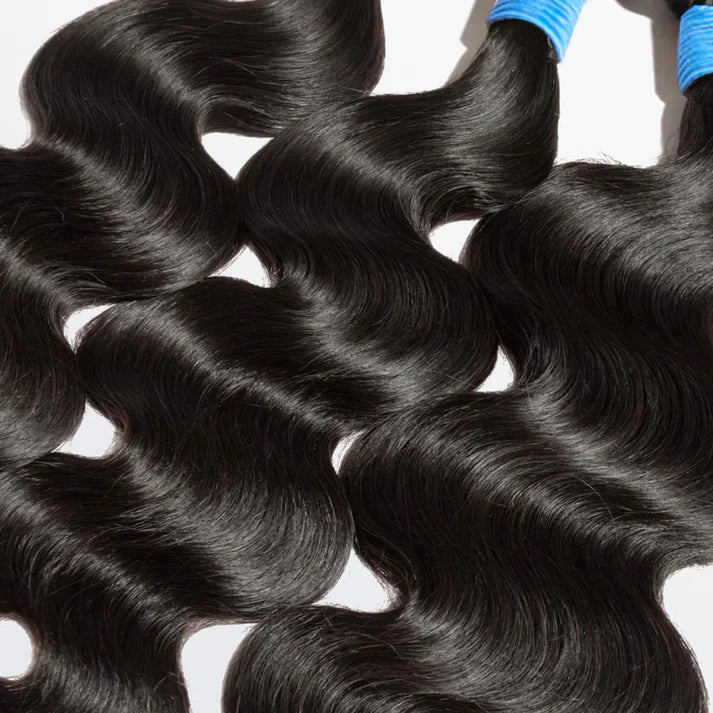 10-40 Inch Body Wavy Virgin Brazilian Hair #1B Natural Black - 100% Human Hair Bundles