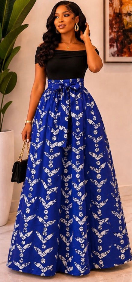 Woman Long Printed Maxi Skirt-1350 J