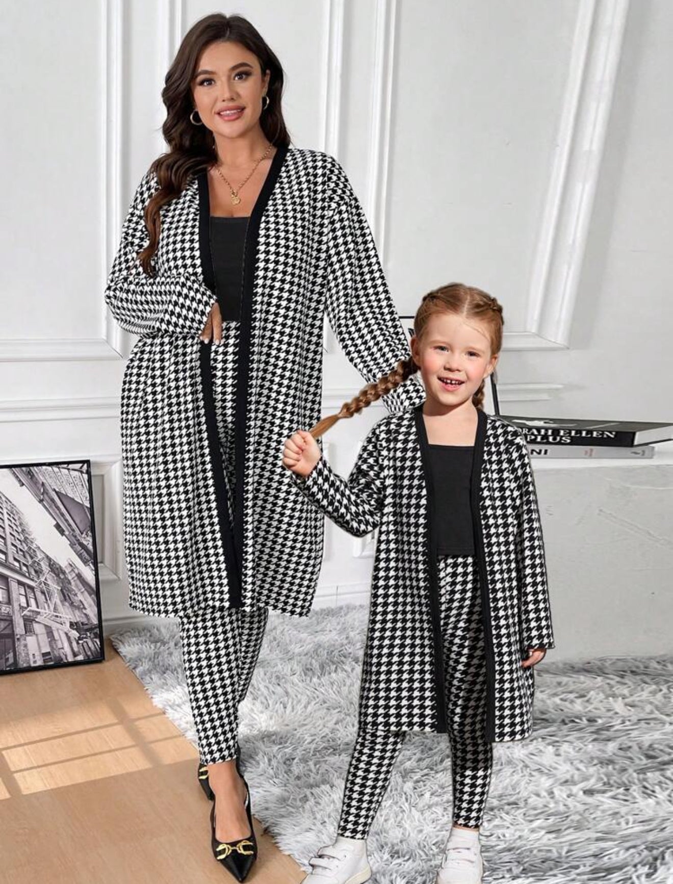 Mommy and Me Houndstooth Pants Set