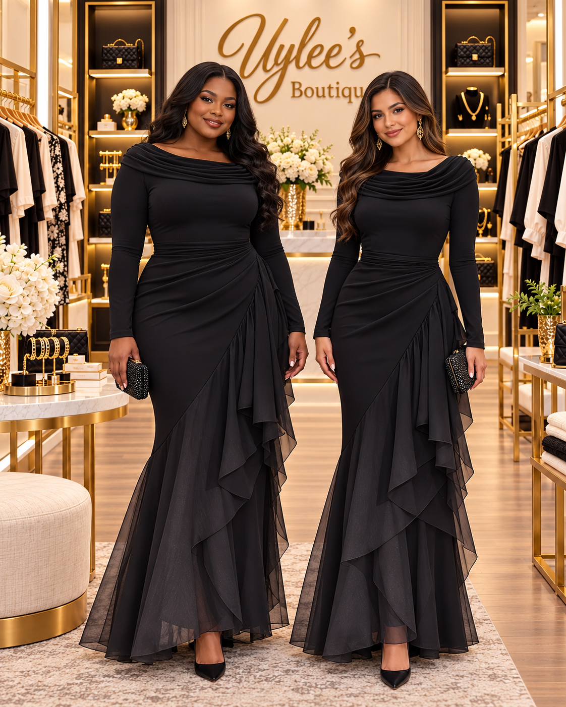 Ruched Mermaid Evening Maxi Dress