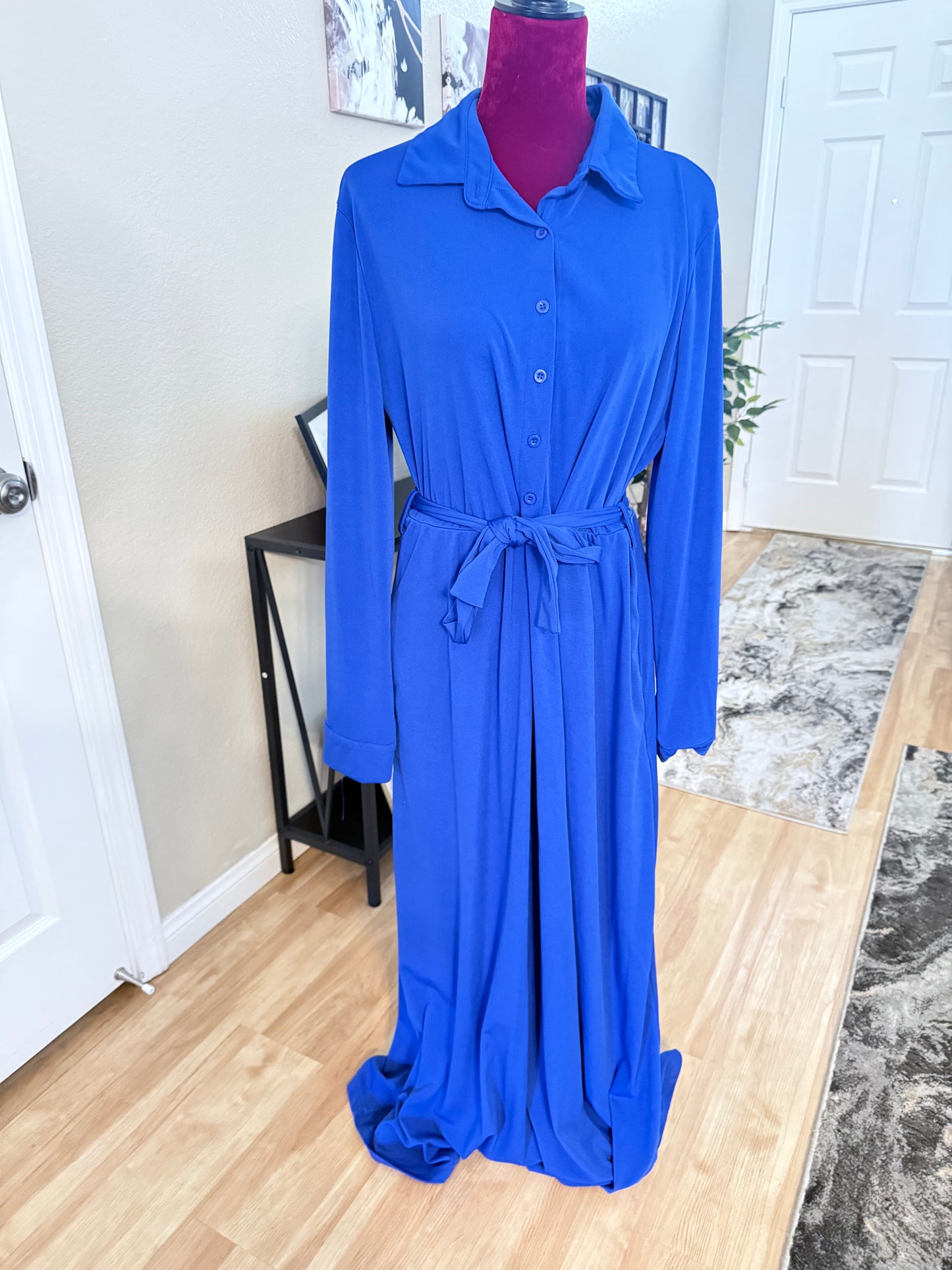 Plus Size Button Down Maxi Length Dress, 2XL