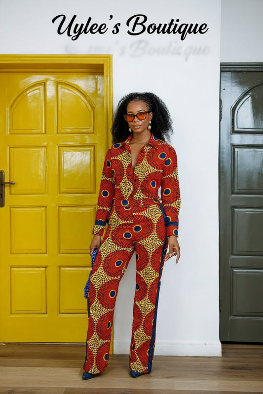 EVA AFRICAN PRINT STRAIGHT-LEG TWO PIECE SET