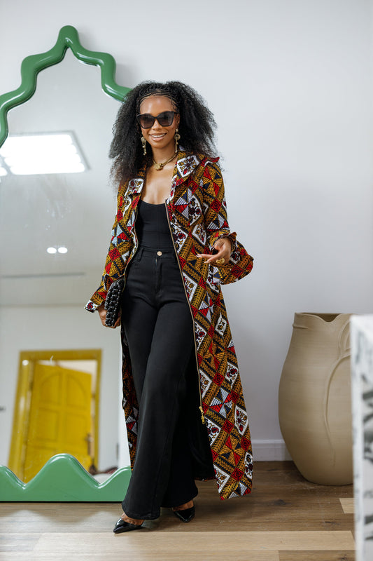 KAZI AFRICAN PRINT LONGLINE JACKET/DRESS [MULTICOLOR]