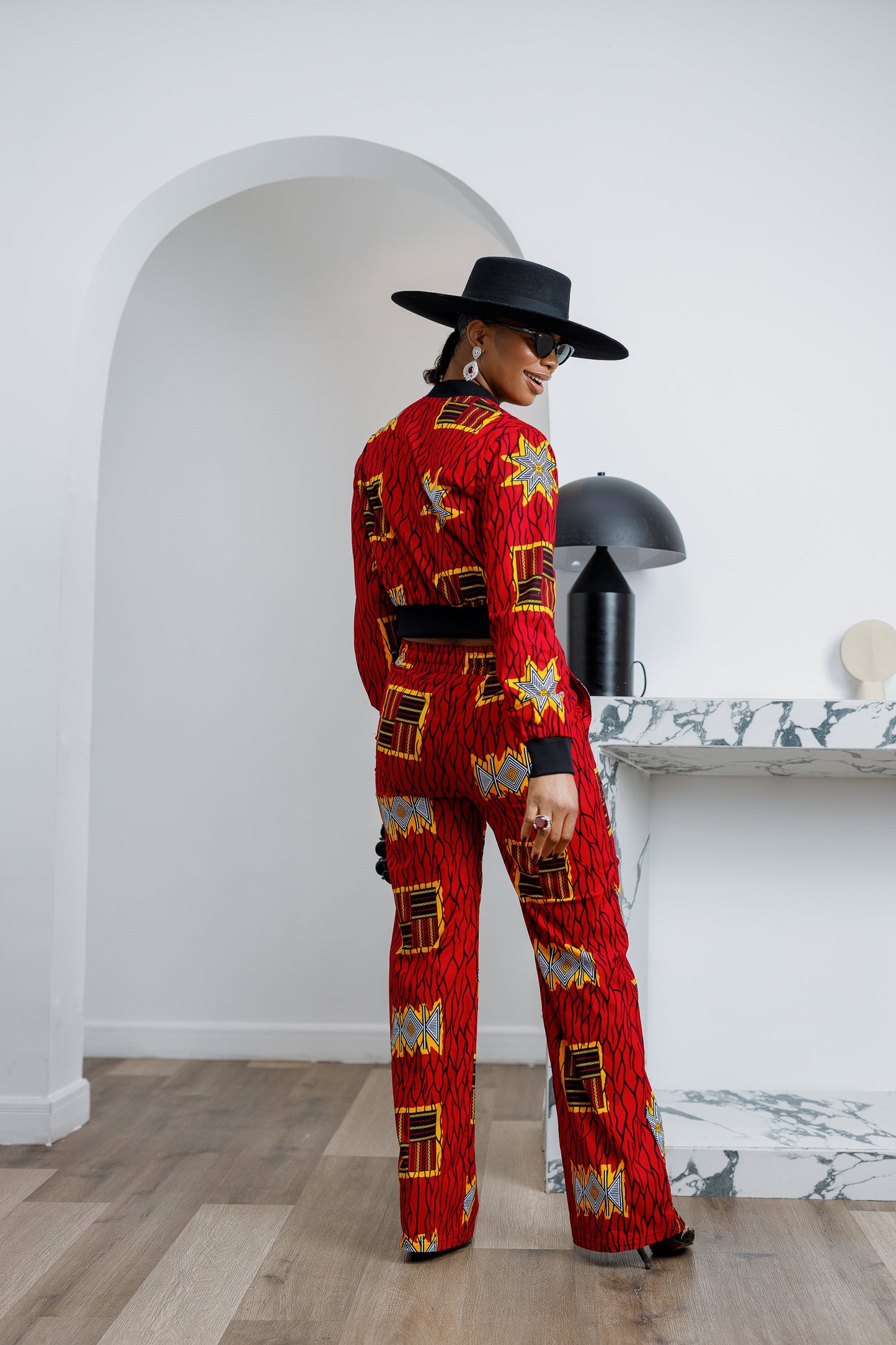 ADA AFRICAN PRINT BOMBER SET [RED]