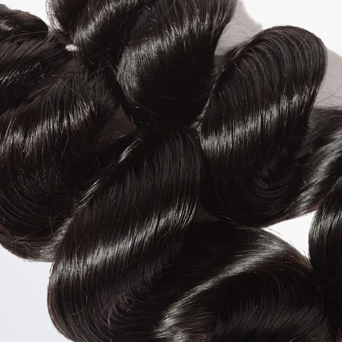 10-30 Inch Loose Wavy Virgin Brazilian Hair #1B Natural Black - Human Hair Bundle