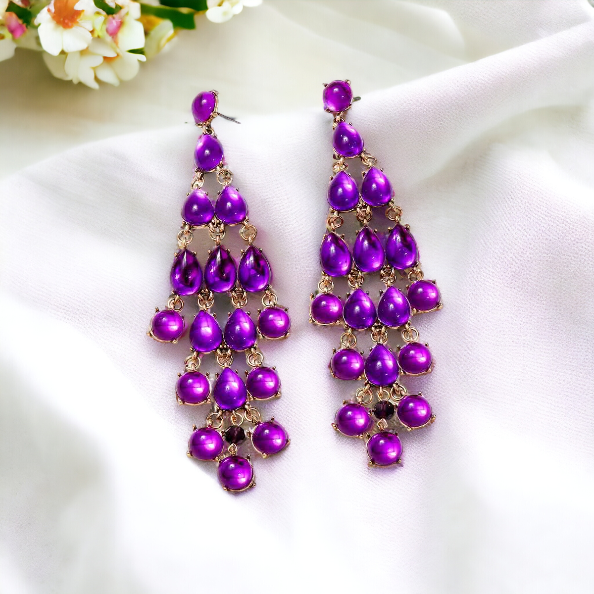 Alloy & Rhinestone Teardrop Earrings