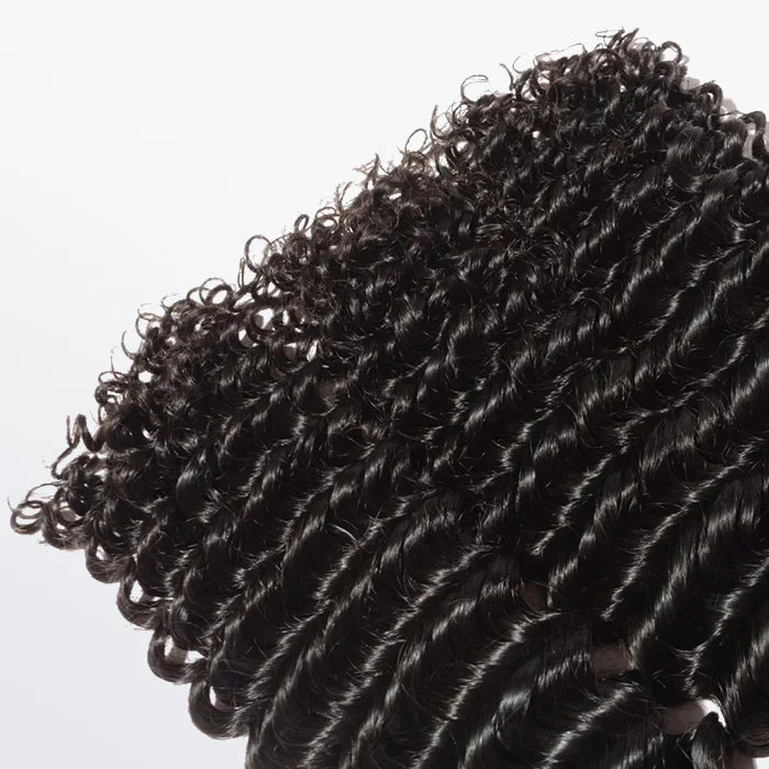 10-30 Inch Deep Curly Virgin Brazilian Hair #1B Natural Black - Human Hair Bundles