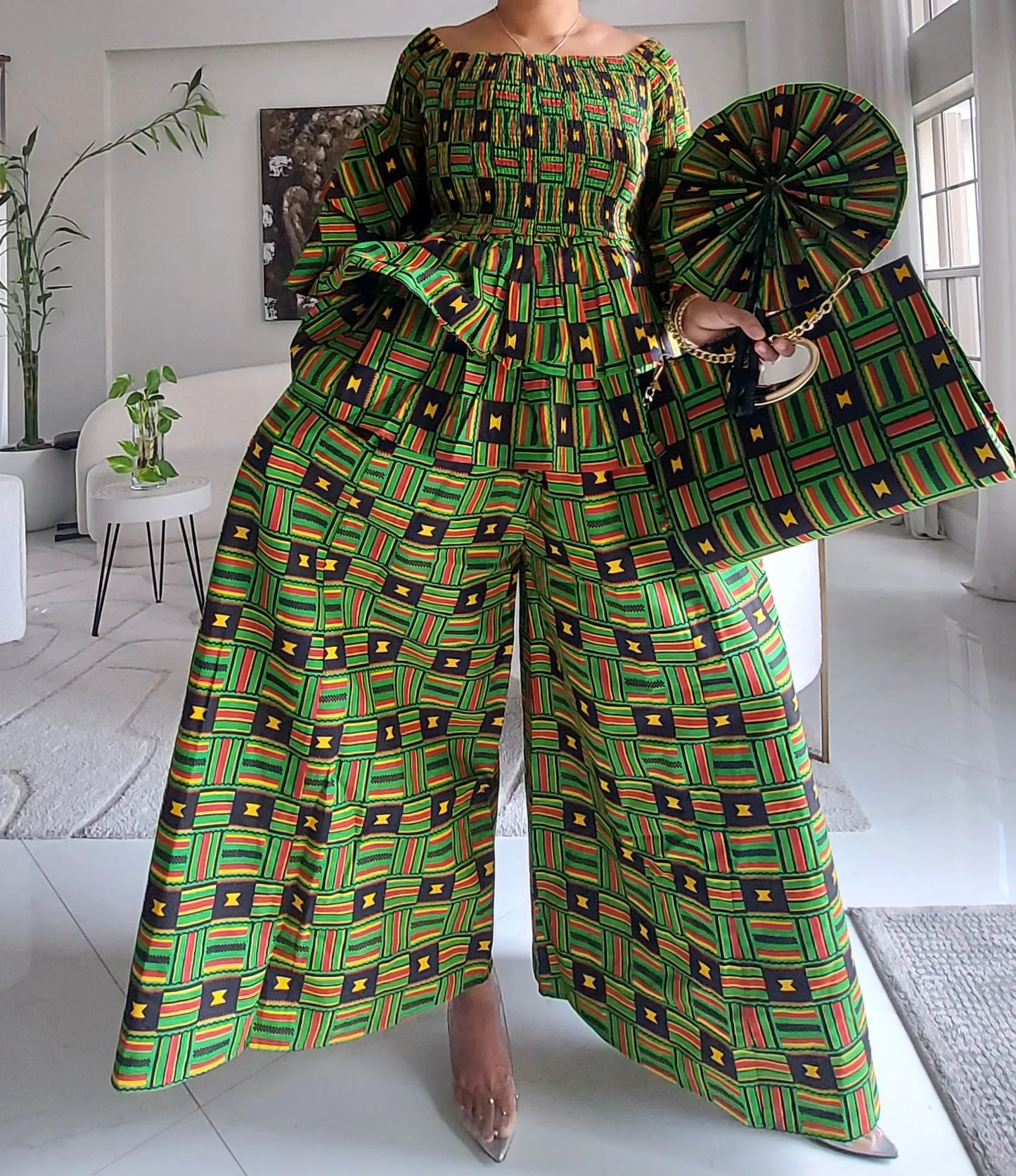 5-Piece African Ankara Pant Set Heratige Kente Mix - 019-PS14F