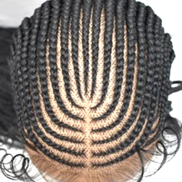 HAND BRAIDED 30 Inches 13x7 Fulani Braided Neat Braids Lace Front Wigs 200% Density-100% Handmade