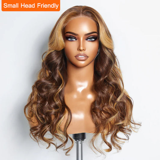 SMALL HEAD FRIENDLY LACE WIG - 24 Inches 5"x5" Body Wavy Wear & Go Glueless #4/27 Lace Closure Wig-100% Human Hair