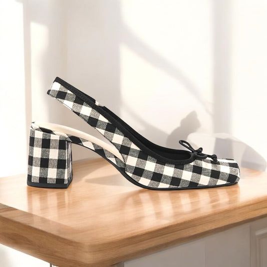 Square Toe Block Heels Pumps