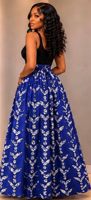 Woman Long Printed Maxi Skirt-1350 J