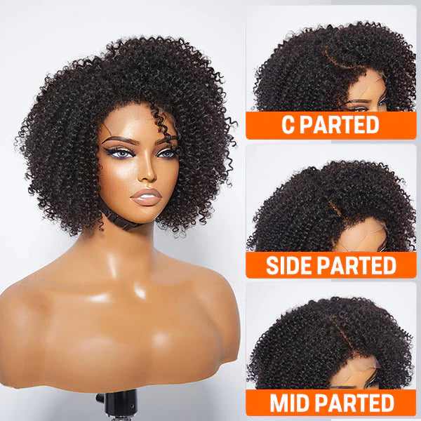 U.B.’s 12 Inches 5x5 4C Edges | Kinky Edges Jerry Curly Glueless Short Lace Closure Wig-100% Human Hair