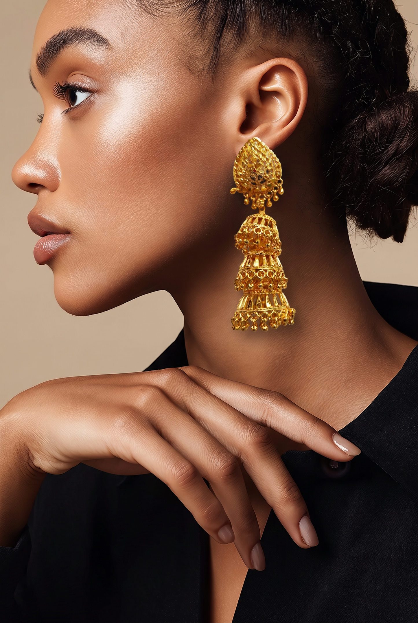 Gold Jumka Earrings (C)