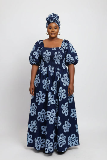 Maxi Slit Dress with Hat and Scarf (S6)