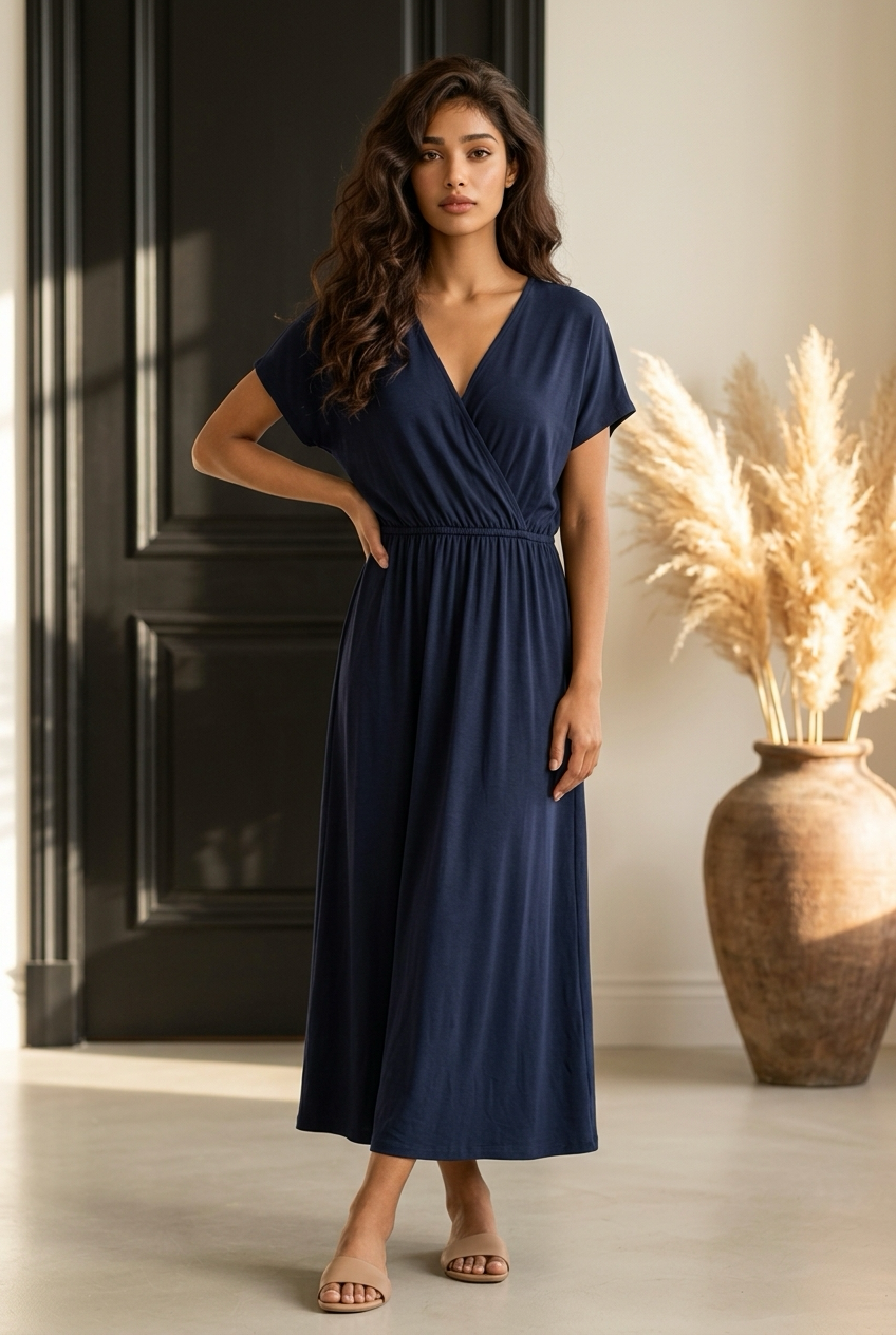 Plus Size Blue Waisted Maxi Dress, Size 1X
