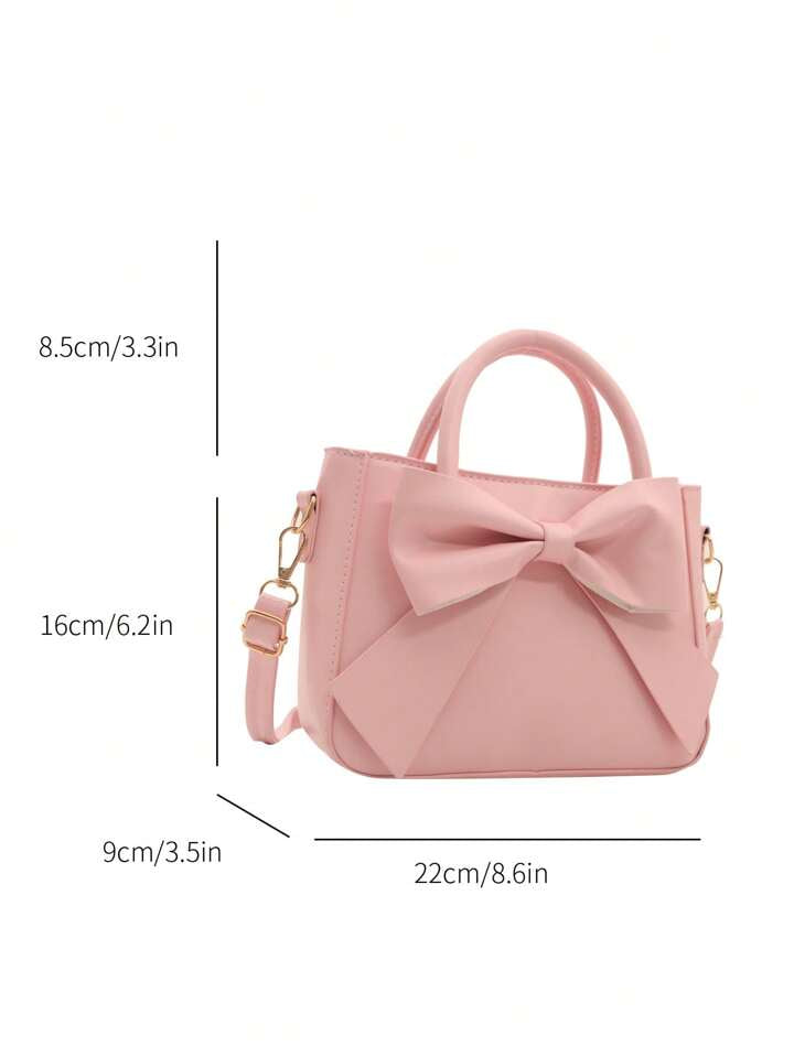 Luxurious Bow Decor Double Handle Handbag - Pink