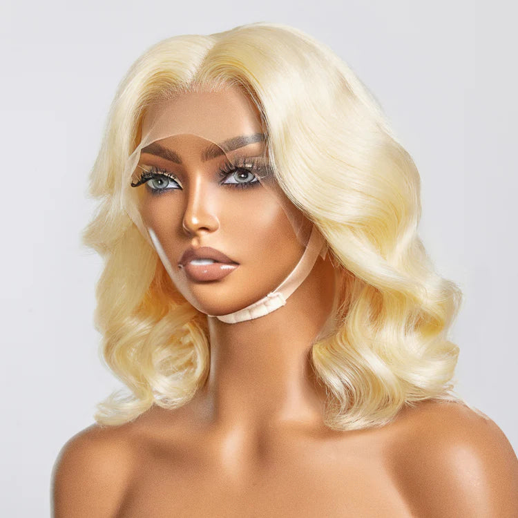 #613 13x4 Pre-Plucked Lace Front Body Wave Bob Wig 150% Density