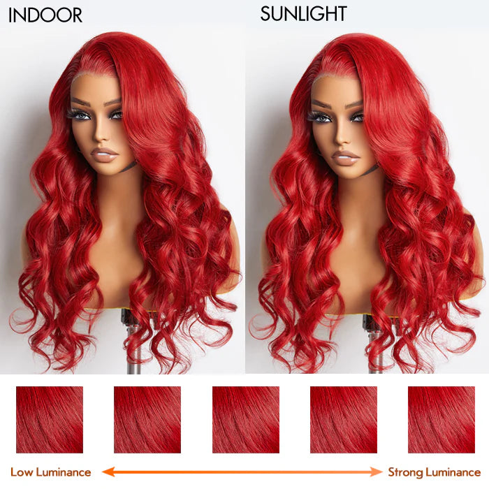 24 Inches 13"x4" Body Wavy Wear & Go Glueless #Red Lace Frontal Wig-100% Human Hair