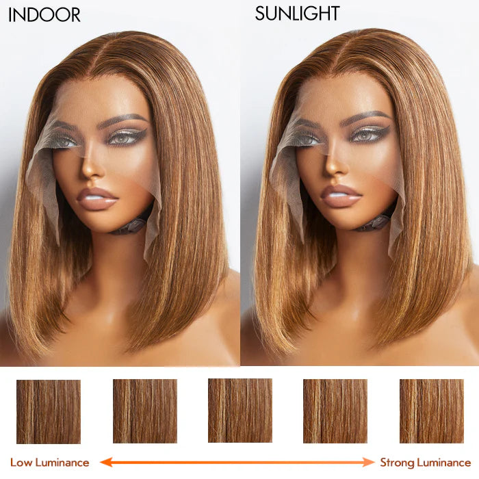 12 Inches 13"x4" #P4/27 Straight Bob Lace Frontal Wig-100% Human Hair