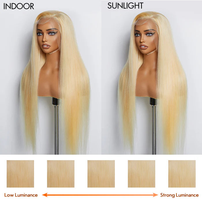26-30 Inches Pre-Plucked 13"x4" #613 Straight Lace Frontal Wig 200% Density-100% Human Hair