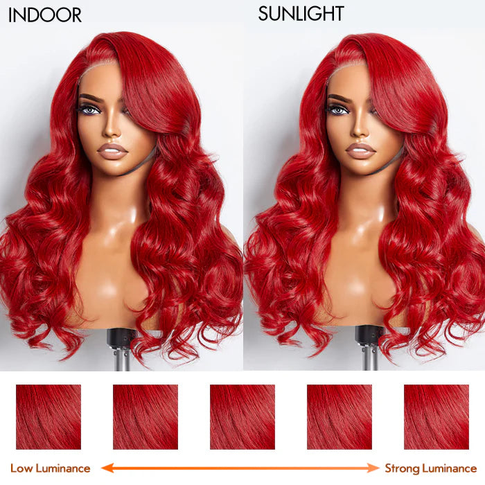 SMALL HEAD FRIENDLY LACE WIG - 24 Inches 5"x5" Body Wavy Wear & Go Glueless #Red Lace Closure Wig-100% Human Hair