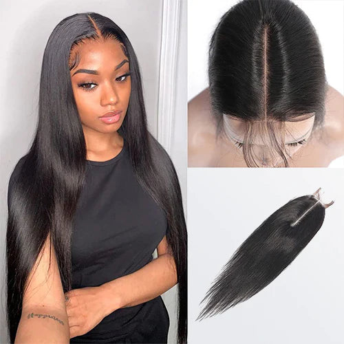 12-20 Inches 2" x 6" Upgrade Straight Transparent Lace Closure #1B Natural Black