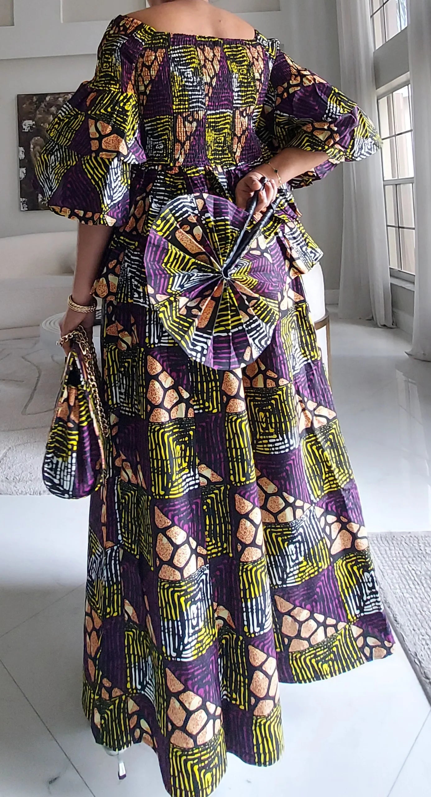 5-Piece African Ankara Pant Set Geometric - 019-PS14E